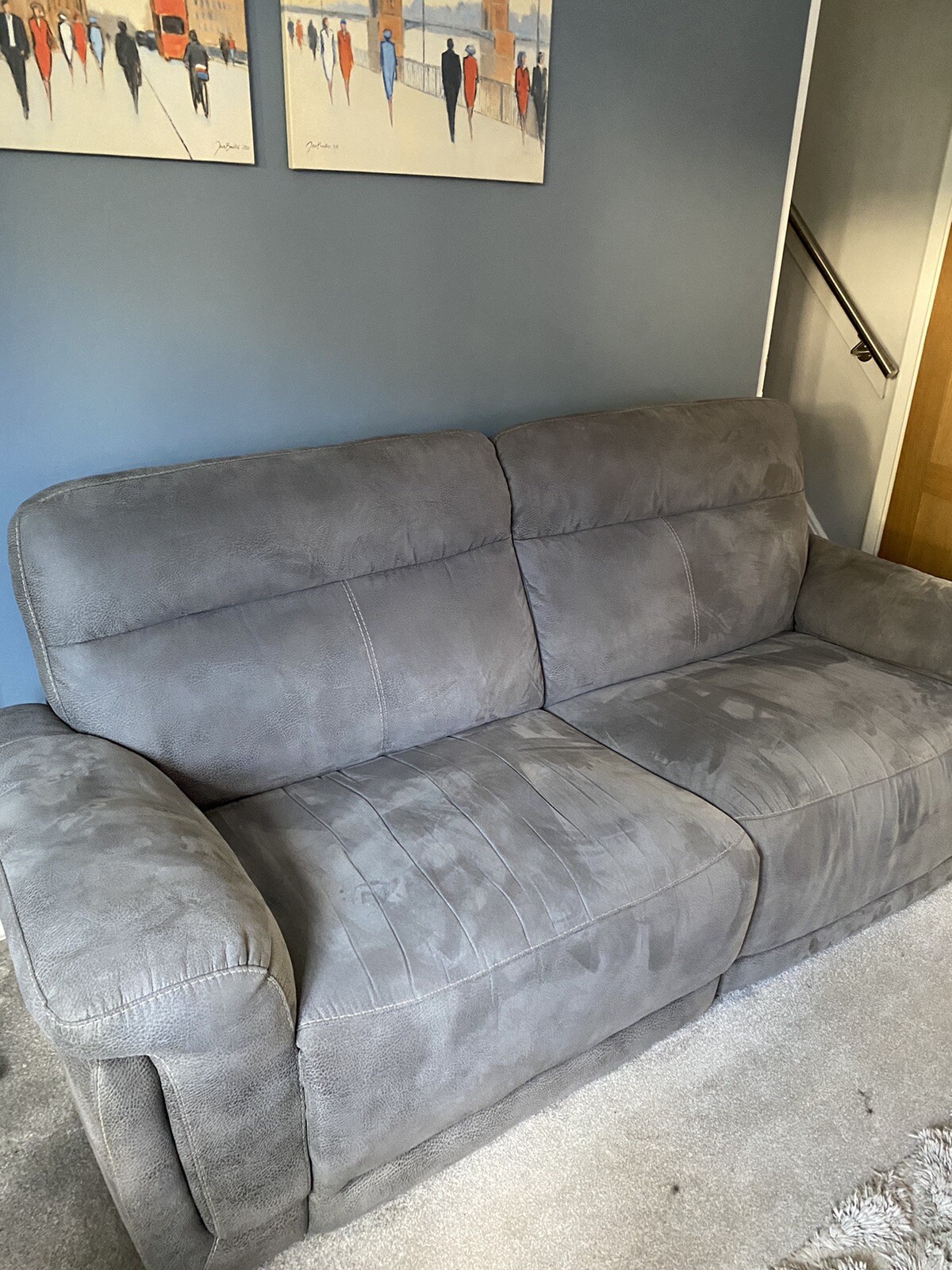 SCS JET Endurance Fabric 2 & 3 Seater Sofas Recliner GREY eBay