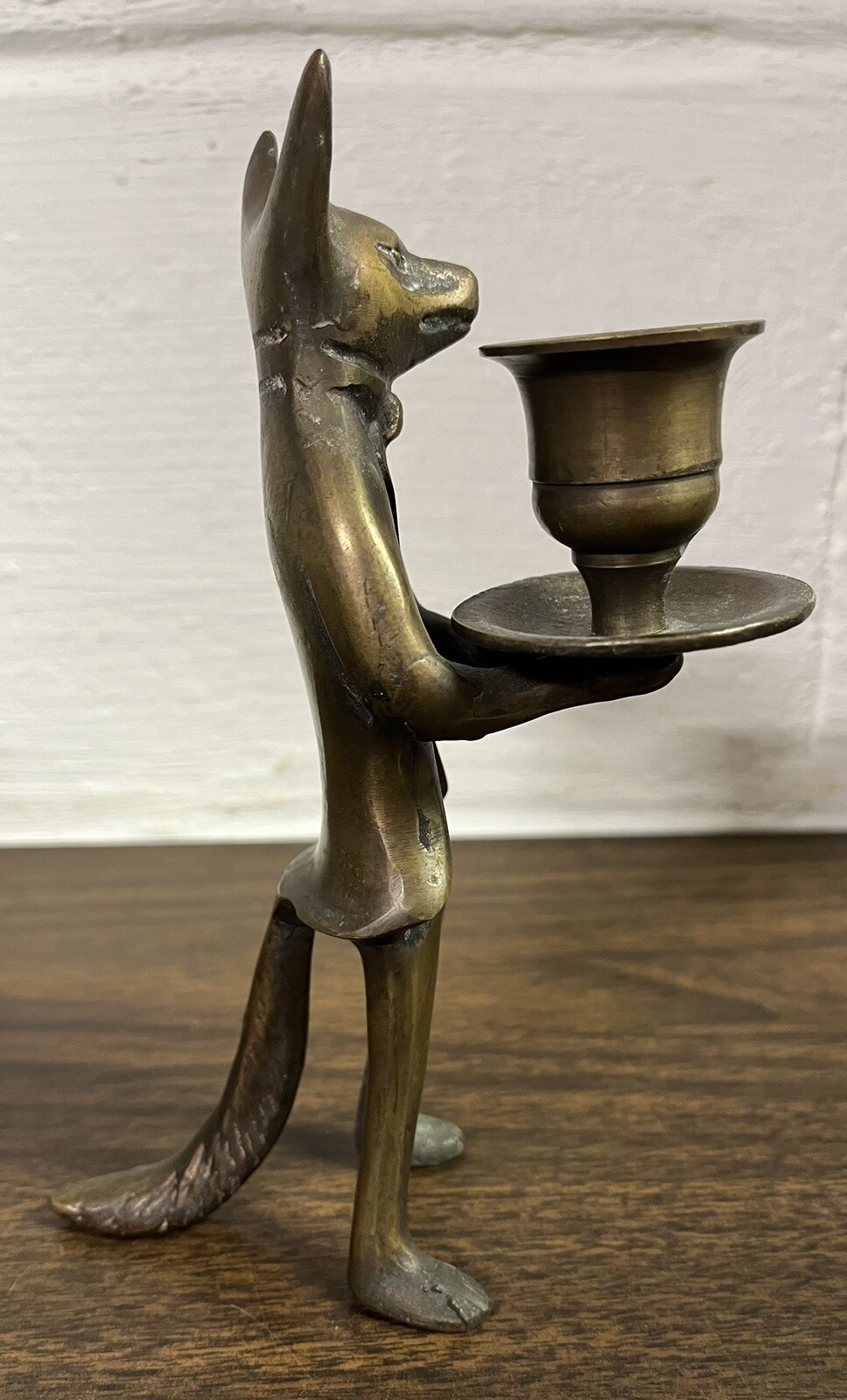 Vintage Anthropomorphic Brass Butler Fox Candle Holder eBay