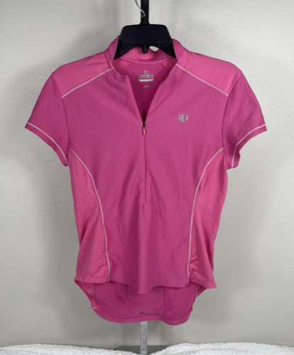 Pearl Izumi Womens Pink Cycling Jersey Size S Short Sleeve 1/2 Zip Back Pocket - Afbeelding 1 van 9
