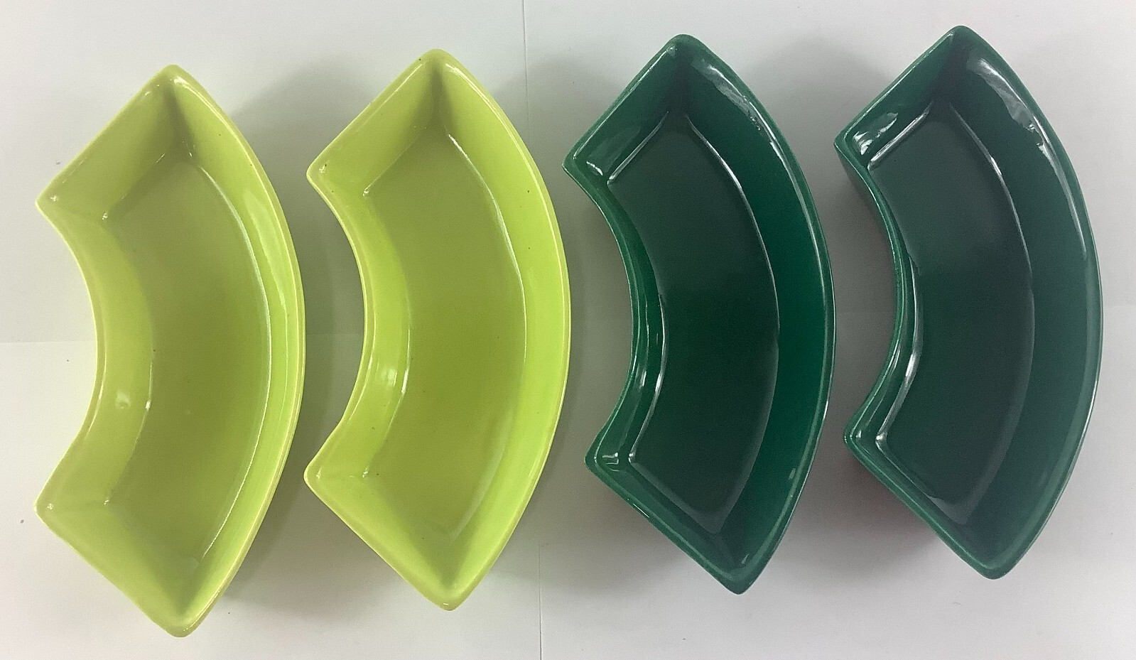 Mid Century Modern Lazy Susan Light & Dark Green Chip & Dip Appetizer Platter