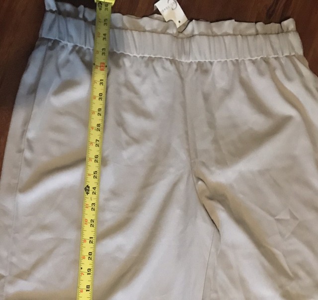 New C. Est 1946 Pants Trousers Beige Stone Ruffle Elastic Waist Sz L NWT RN37080 | eBay