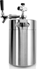 Pressurized Beer Mini Keg System - 128Oz Double-Walled Stainless Steel Growler T