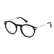 DSQUARED2 DQ 5211 001 Black Gold Round Plastic Eyeglasses Frame 49-21-140 DQ5211