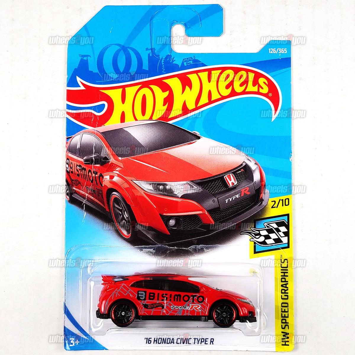 2018 Hot Wheels 16 HONDA CIVIC TYPE R #126 red - HW Speed Graphics