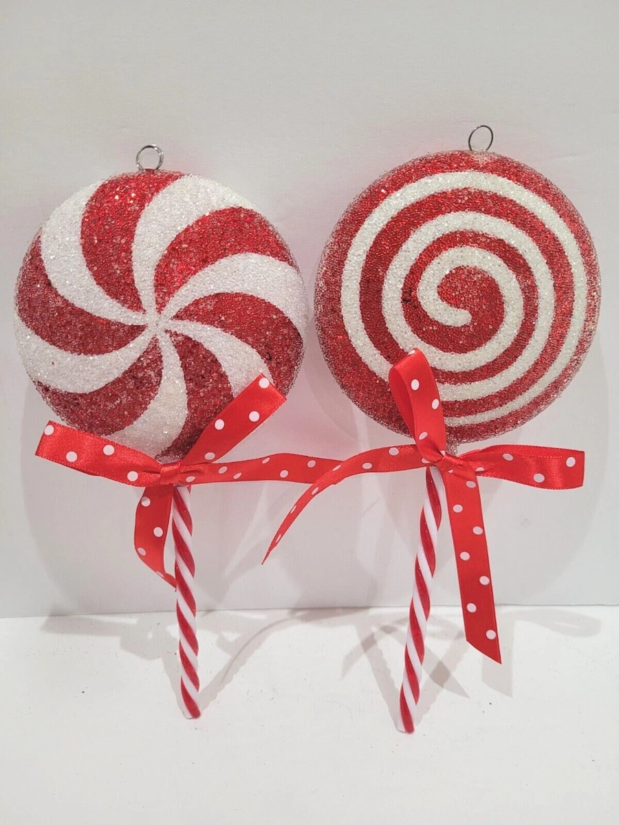 Christmas Candy Cane Peppermint Grinch Gingerbread Lollipop Red White  Ornaments