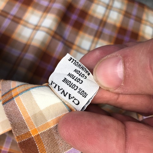 Canali Sportswear Shirt Mens L Red Plaid 100% Cotton Button Up Made In Italy - Picture 5 of 12