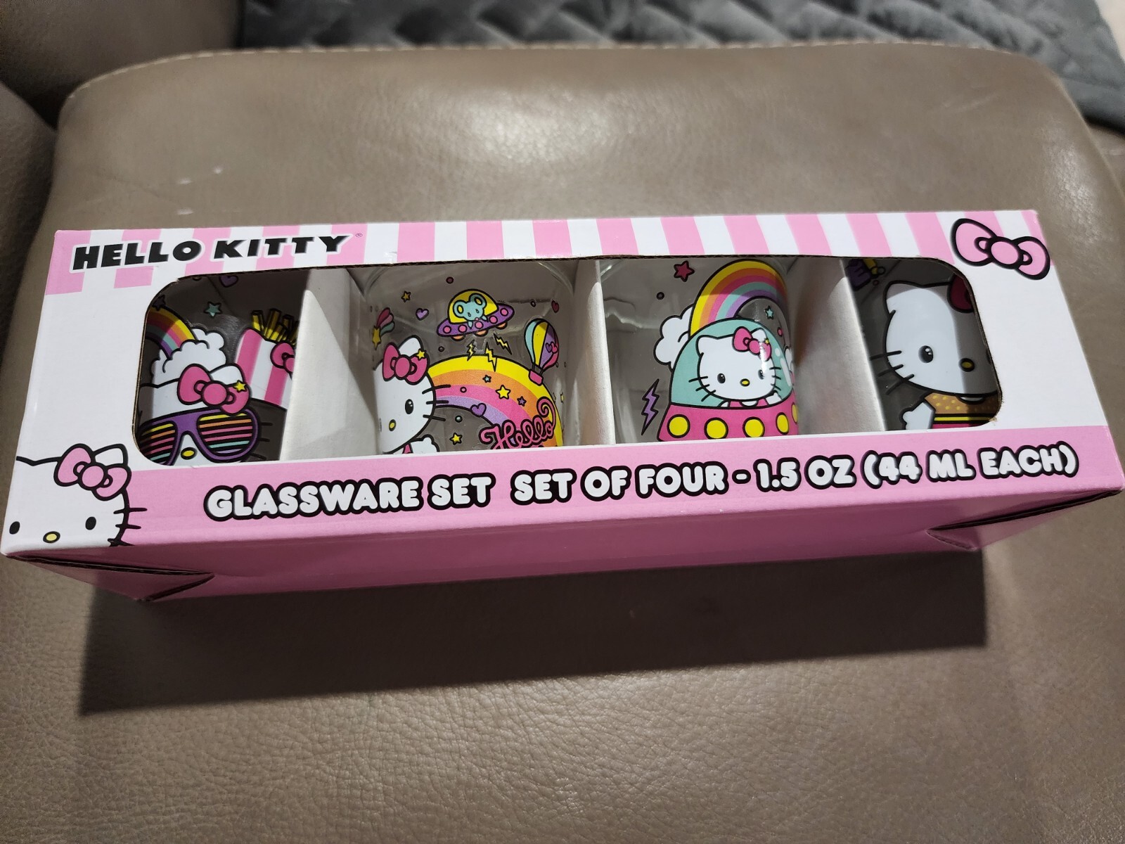 Sanrio Hello Kitty Shot Glass Set! Glassware 1.5 oz Set Of 4 Glasses! BRAND NEW!