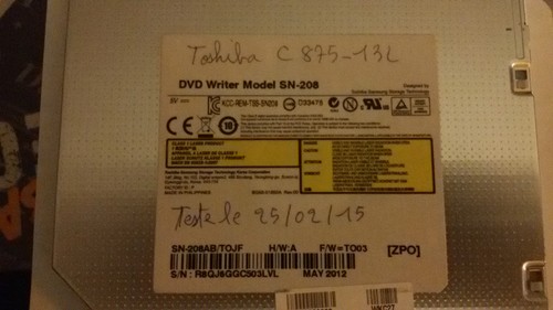 Laufwerk Dvd-Brenner Slim SATA Modell Sn 208 (Ohne Cache Und Pfoten) - Bild 1 von 1