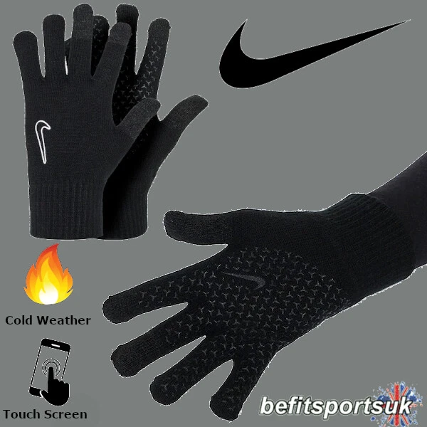 NIKE GLOVES FOOTBALL BLACK MENS JUNIOR KID WINTER GRIP SPORTS TOUCH SCREEN  PHONE