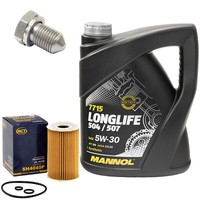 MotoröL Set 5W30 5 Liter + ÖLfilter SH 4049 P + Schraube FüR Audi Seat Skoda VW