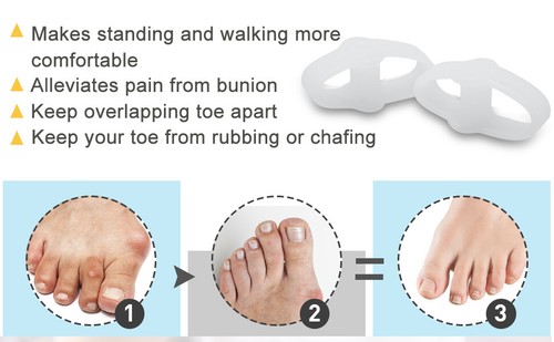 Double Loops Big Toe Straightener Separators Bunion Pads for Crooked Hammer Toes - Picture 7 of 8