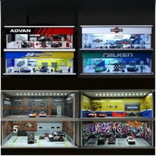 Diorama 1/64 Car Garage Model LED Lighting City Car Showroom Scene Display Model