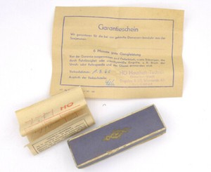 antike Schmuckschatulle Uhrenetui mit Belegen Pappe Vintage Schachtel