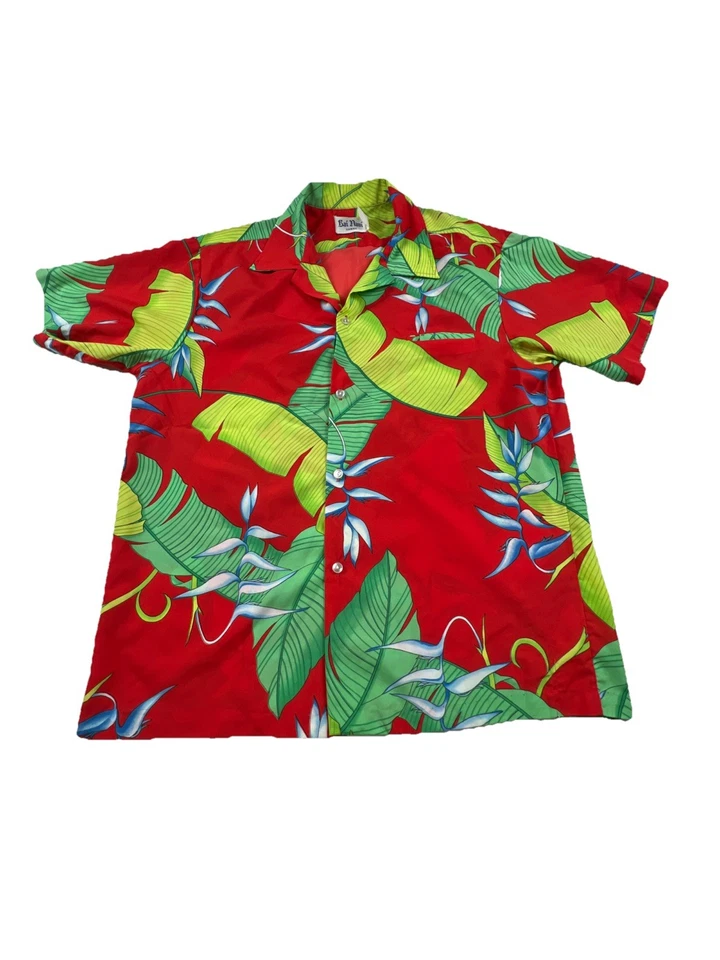 Винтажная гавайская рубашка Rai Nani мужская размер XL с красным и зеленым островным принтом ЧИТАЙТЕ - Изображение 2 из 4