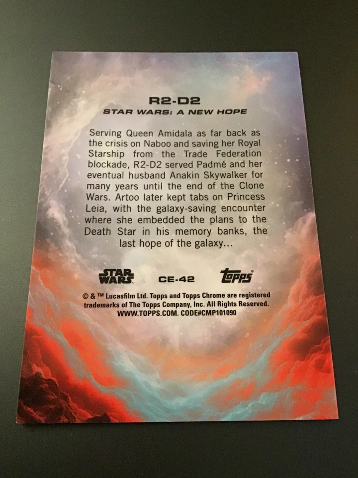 2025 Topps Chrome Star Wars Super Box #CE-42 R2-D2 Purple Wave Refractor /75 - Image 2 of 2