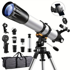 Astronomical Refracting Telescope 90mm Aperture,Look Moon and Planets with 675X