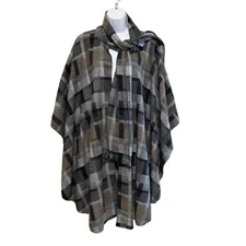 VTG Betmar New York Plaid Cape Poncho Shawl Wrap Cape One Size Wool Blend
