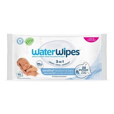 WaterWipes Sensitive Newborn  Baby Wipes, 3-In-1 Cleans, Cares, Protects,...