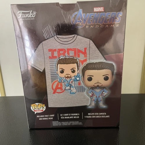 Funko POP! Tees Avengers End Game Iron Man Bobblehead & Large T-Shirt Sealed!