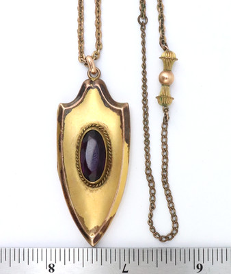 Vintage FLS Victorian Art Deco Paste Shield Medaillon Anhänger Gold Filled 31 Gramm