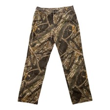 VTG Mossy Oak Camo Pants Mens 38x33 Brown RealTree Hunting Denim Made in USA