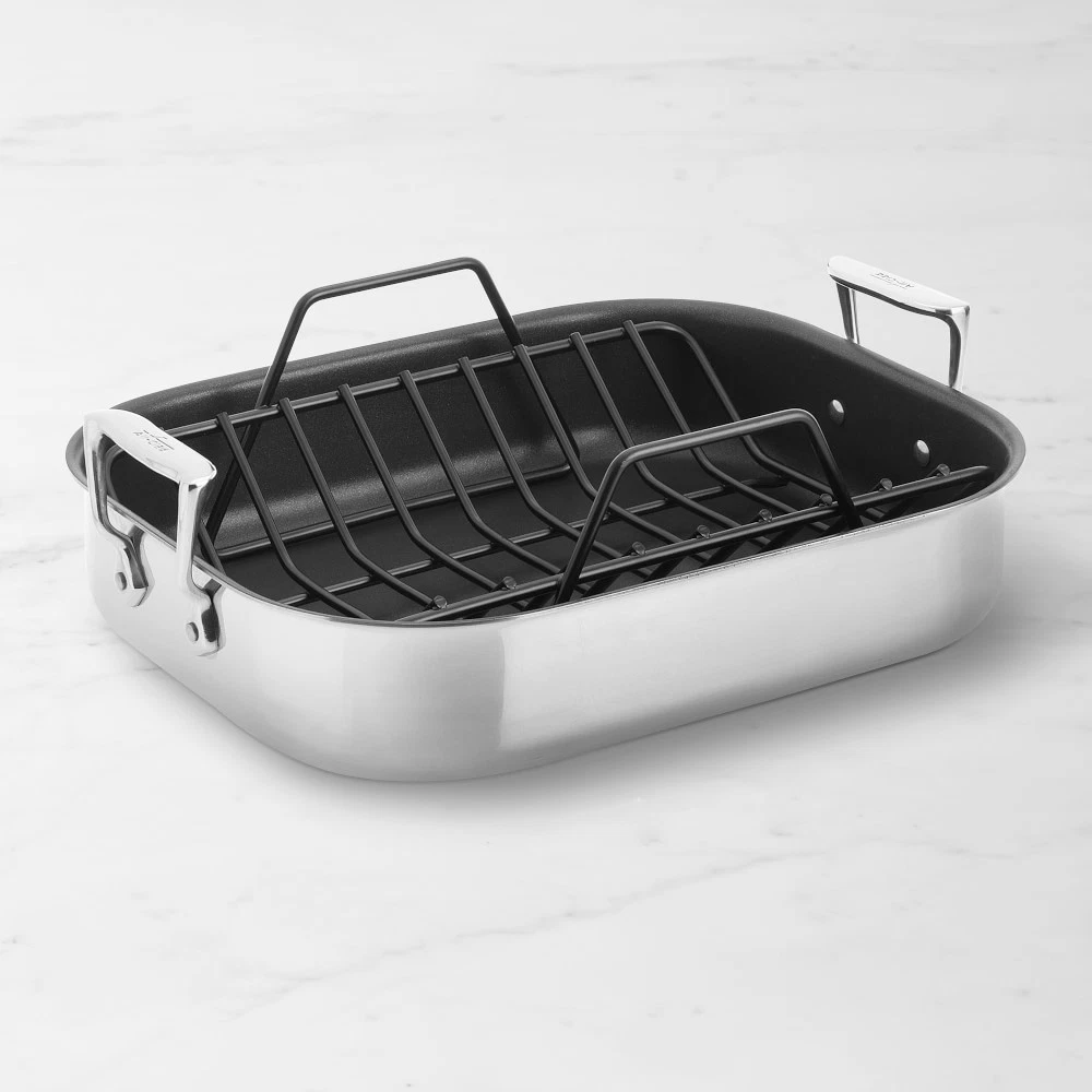 William Sonoma 16" Roaster with Rack NEW! All-Clad Stainless-Steel Nonstick