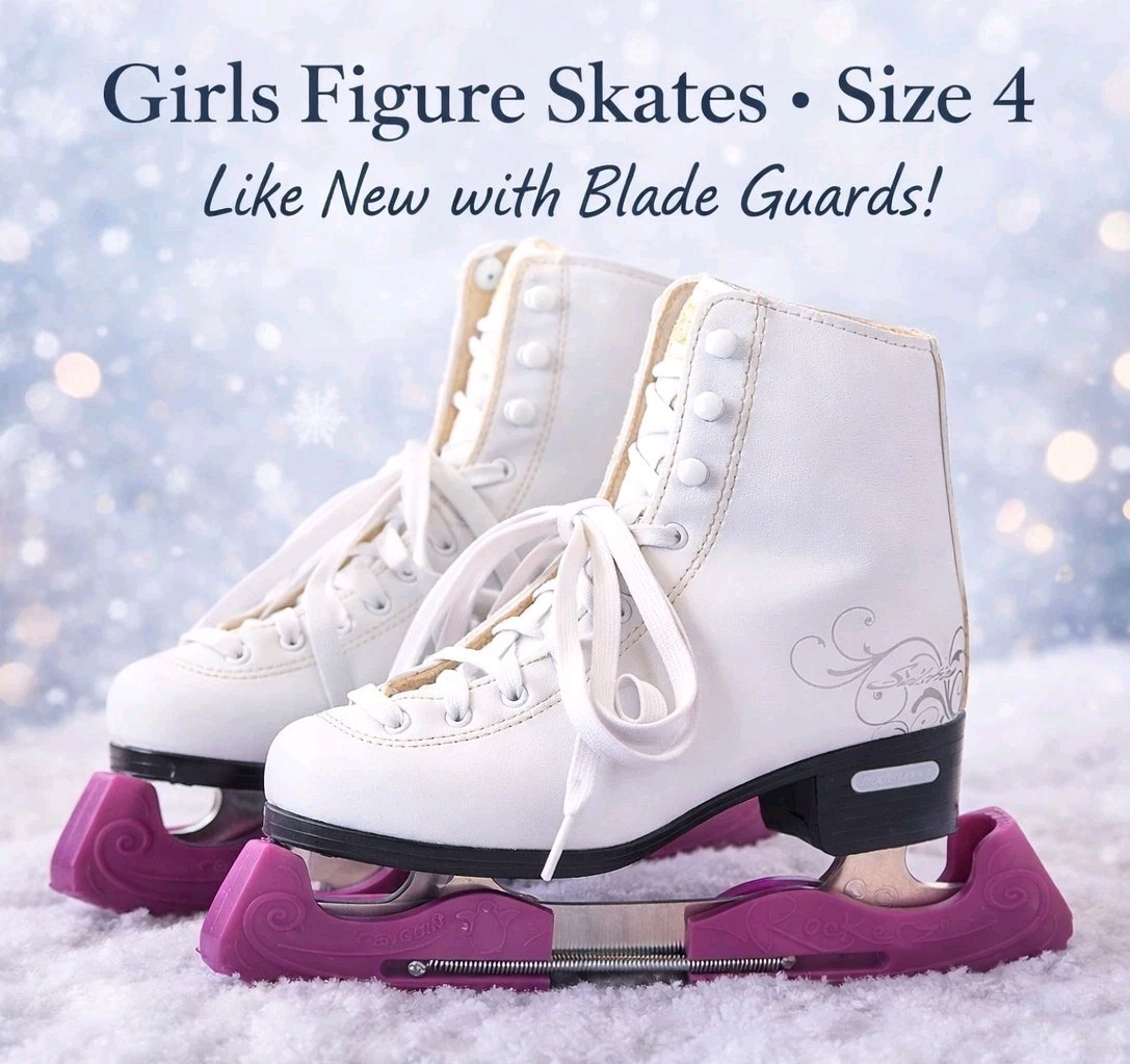 Patines para figuras de hielo Bladerunner Solstice para niña talla 4 con protectores de hoja Rockerz rosa