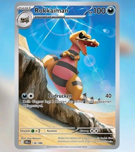 Pokémon Karte Rokkaiman Blk 136/086 Schwarze Blitze NM DE