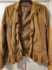 Womens Relaxed Faux Suede Jacket, Chocolate Brown Jones NY, 6