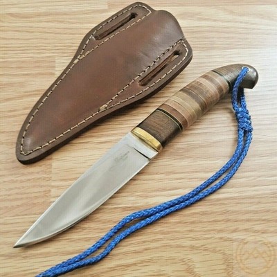 BenJahmin Knives Fixed Knife 440C Steel Blade Stacked Leather Hunter - BK-A017
