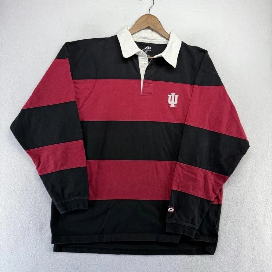 Рубашка регби мужская Indiana Hoosiers размер XL черная красная цветной блок вышитая винтажная - Изображение 2 из 4