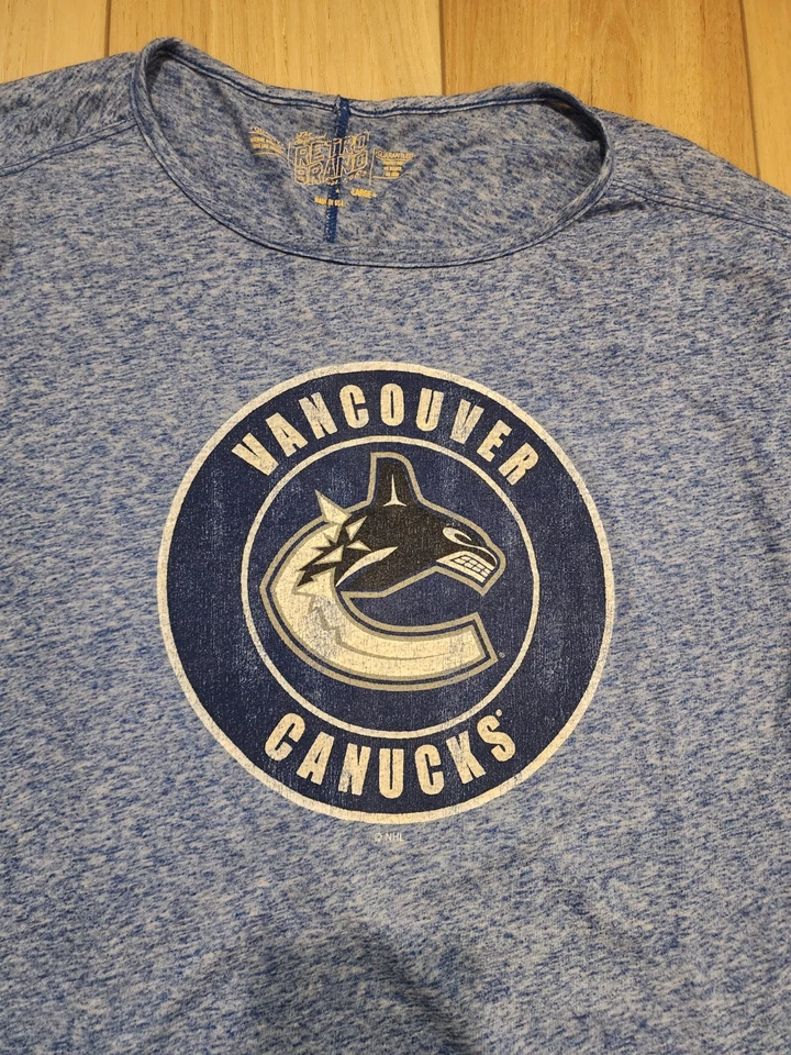 Camisa azul manga larga logotipo Vancouver Canucks NHL marca retro para mujer grande Foto 2 de 4