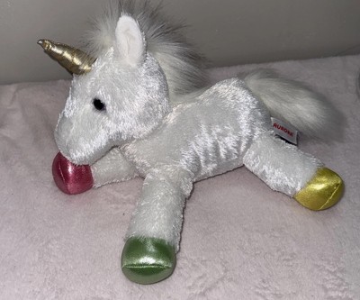 Aurora White Unicorn Plush 12 Inch Colorful Shiny Paws