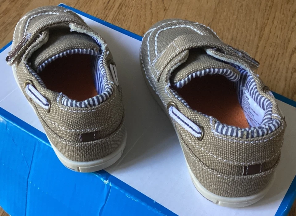Zapatos de barco de lona tostada Jumping Beans para niños pequeños bebés niños talla 6 correa Foto 4 de 4