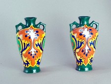 Superb pair of ceramic vases in the Gouda style, Art Nouveau ceramic