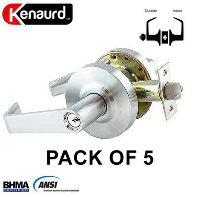 5 NEW Kenaurd Grade 2 Commercial Lever Storeroom Lock Satin Crome 2 3/4 Backset