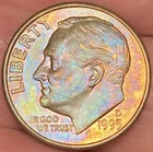 1995-D Roosevelt Dime Beautiful Lustrous Rainbow Toned Coin  #18