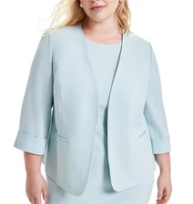Kasper Plus Size Rolled-Cuff Open-Front Jacket Size 20W