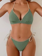 NWT Olive Green Tie-Side Bikini Set - Women Swim