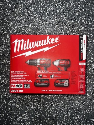 Milwaukee 2691-22 M18 18V Cordless Li-Ion Drill Driver / Impact Driver Combo Kit
