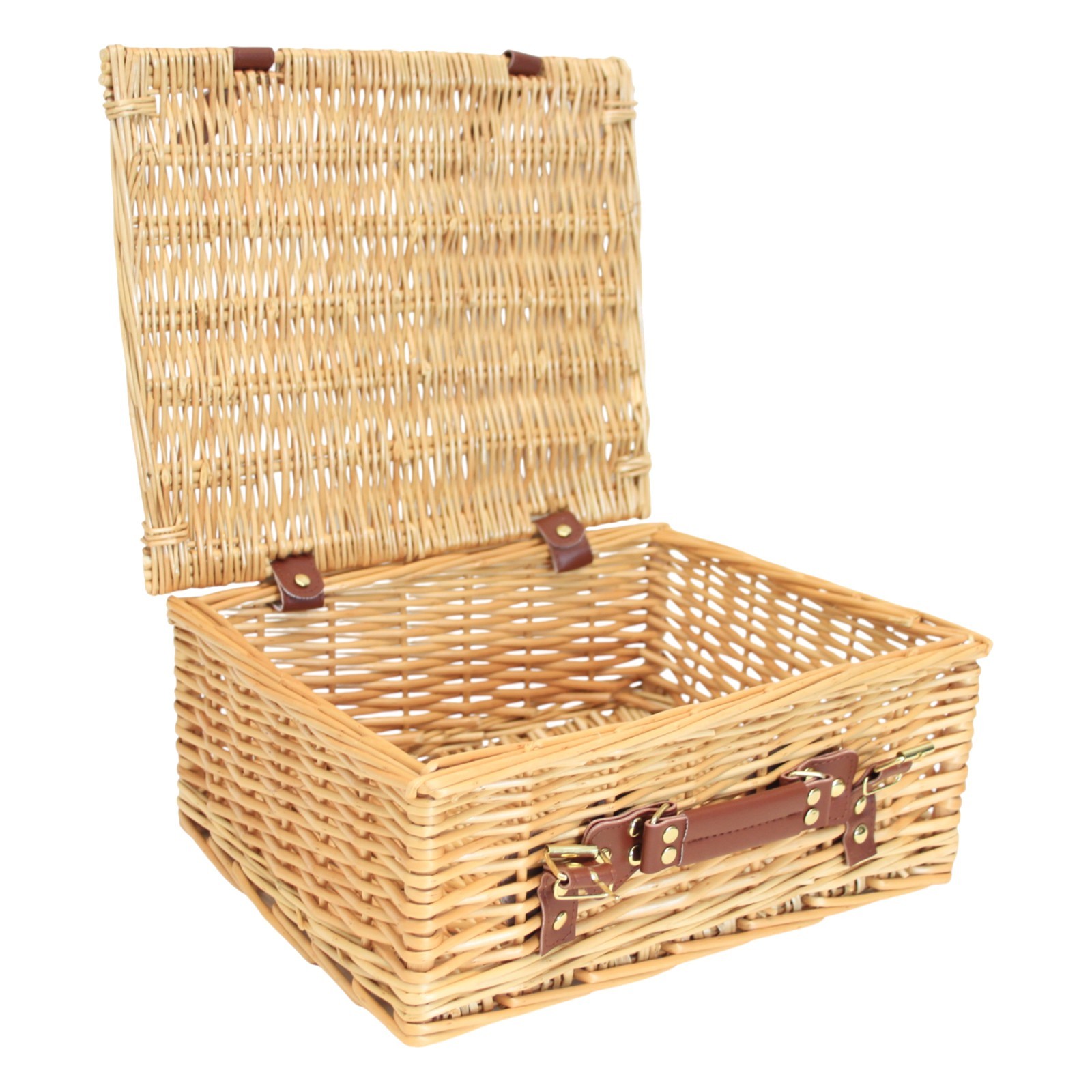Empty Natural Wicker Gift Hamper Basket with Lid - Picnic, storage - 36x30x16cm