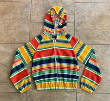 Rare Vintage Joy See Of Fla Youth Medium Zip Up Lightweight Jacket Hood Striped