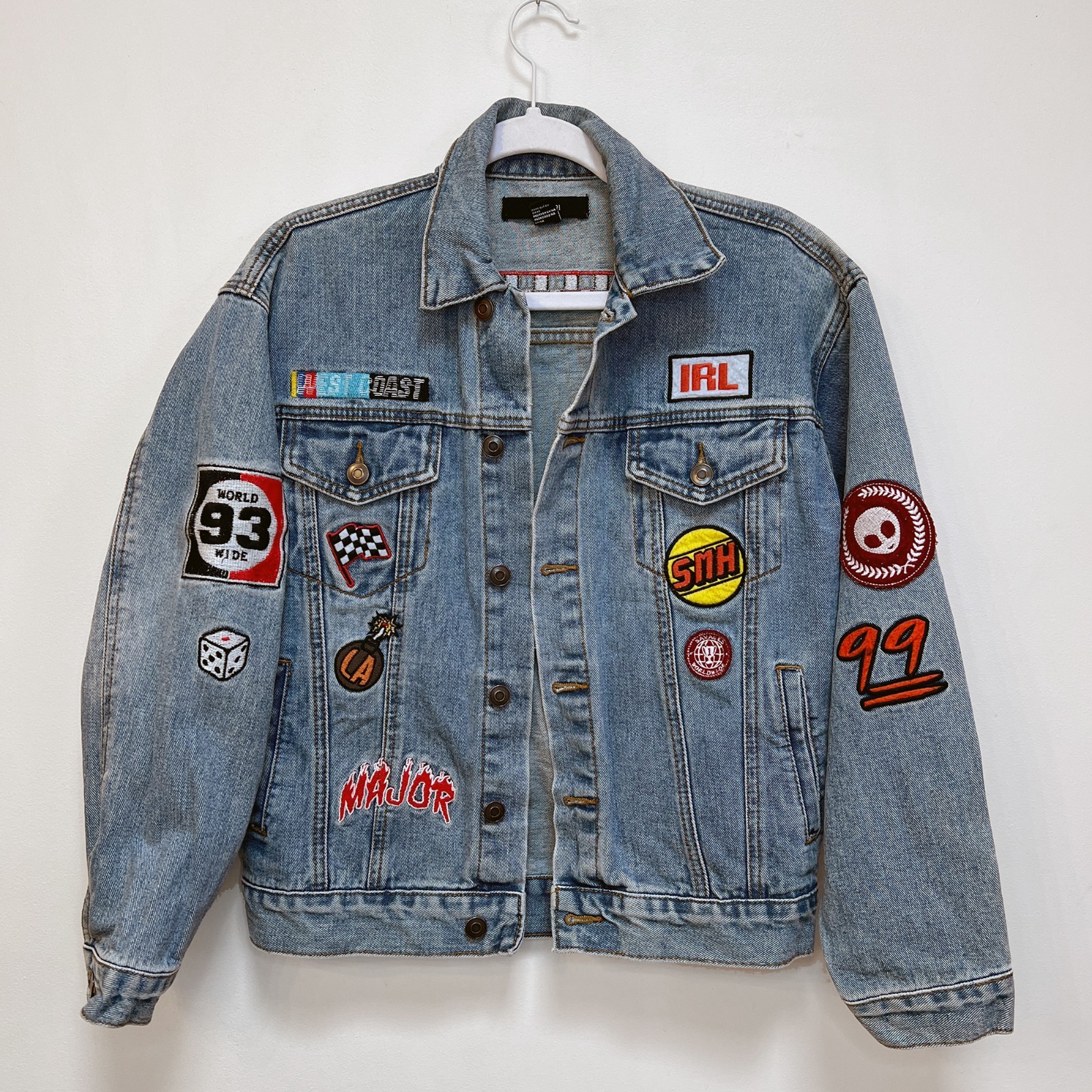 Chaqueta de jean para mujer Forever 21 parche, retirada/agotada, talla S, 15 parches Y2K