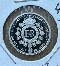 2022 | Pure Platinum Proof Alderney Half Sovereign Coin (4g), Platinum Jubilee |