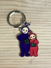 Vintage TELETUBBIES Tiny Winky Po Plastic Keychain Ring Backpack Red Purple