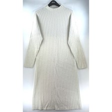 American Eagle Buttercream Fuzzy Ribbed Sweater Dress Soft Cozy Lounge Chic