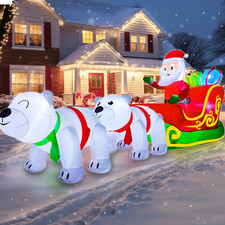 12FT Christmas Inflatables Santa Sleigh Polar Bear NEW LED Outdoor Decoration