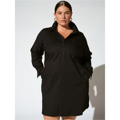 Universal Standard Black Stretch Poplin Rubicon Shirtdress M 18-20