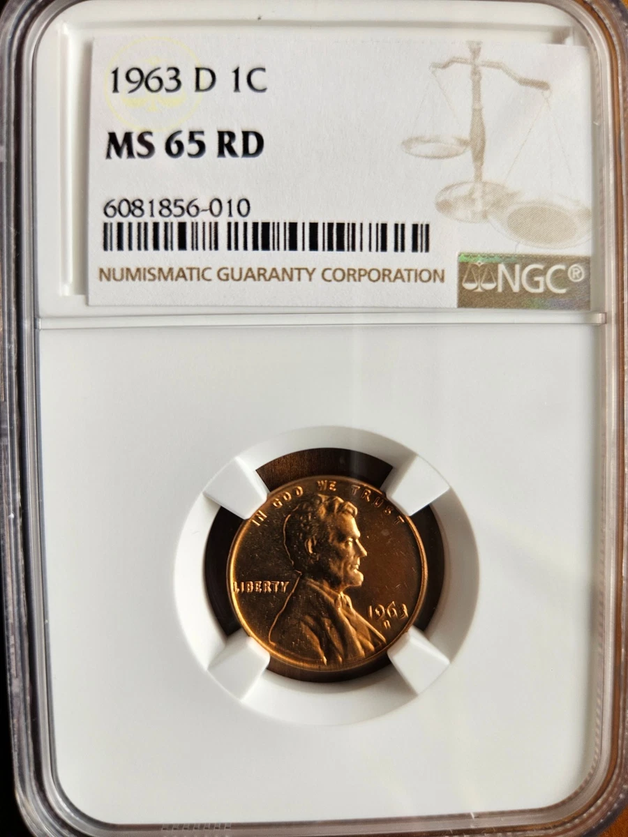 MS 65 Graded 1963 Lincoln Memorial Small Cents (1959-2008) for