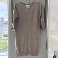 CYNTHIA ROWLEY 100% 2 PLY CASHMERE BEIGE DRESS TUNIC SZ XS